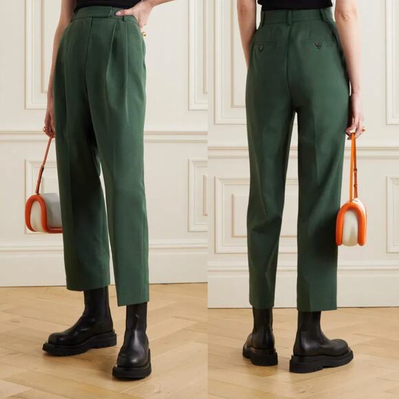 The Frankie Shop NWT | Bea High Waisted Pleated Forest Green Trousers  XS - Picture 2 of 14
